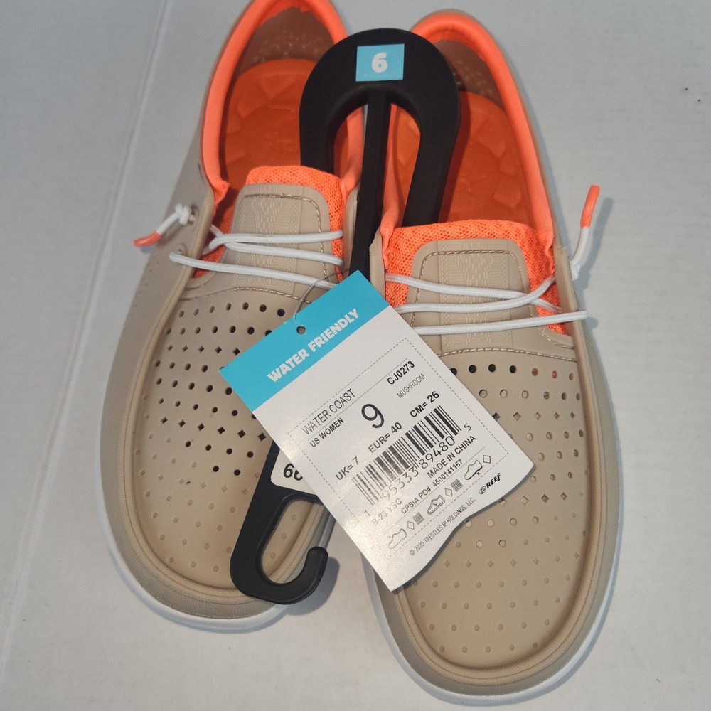 Reef Water Coast Womens 9 Mushroom Tan Orange Water Friendly Slip On CJ0273